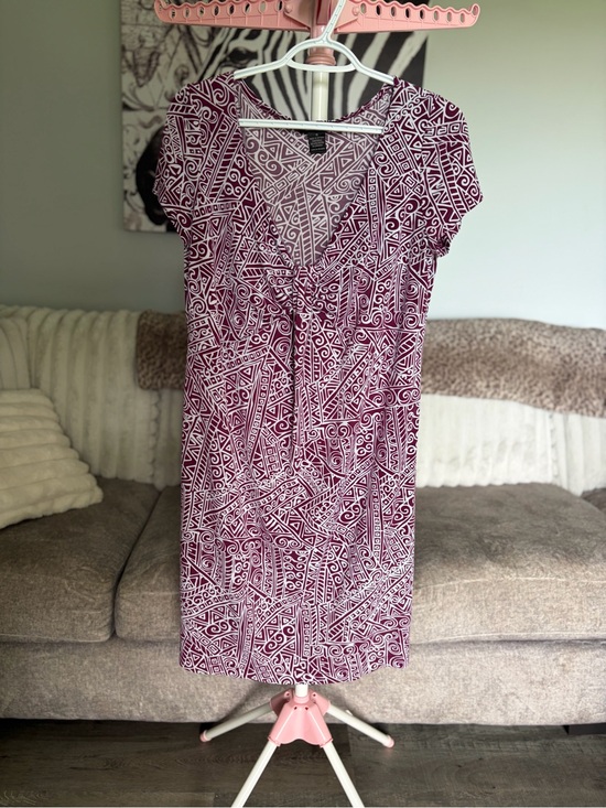 Dresses & Skirts - Women’s Patterned Pink Knot-Front Dress